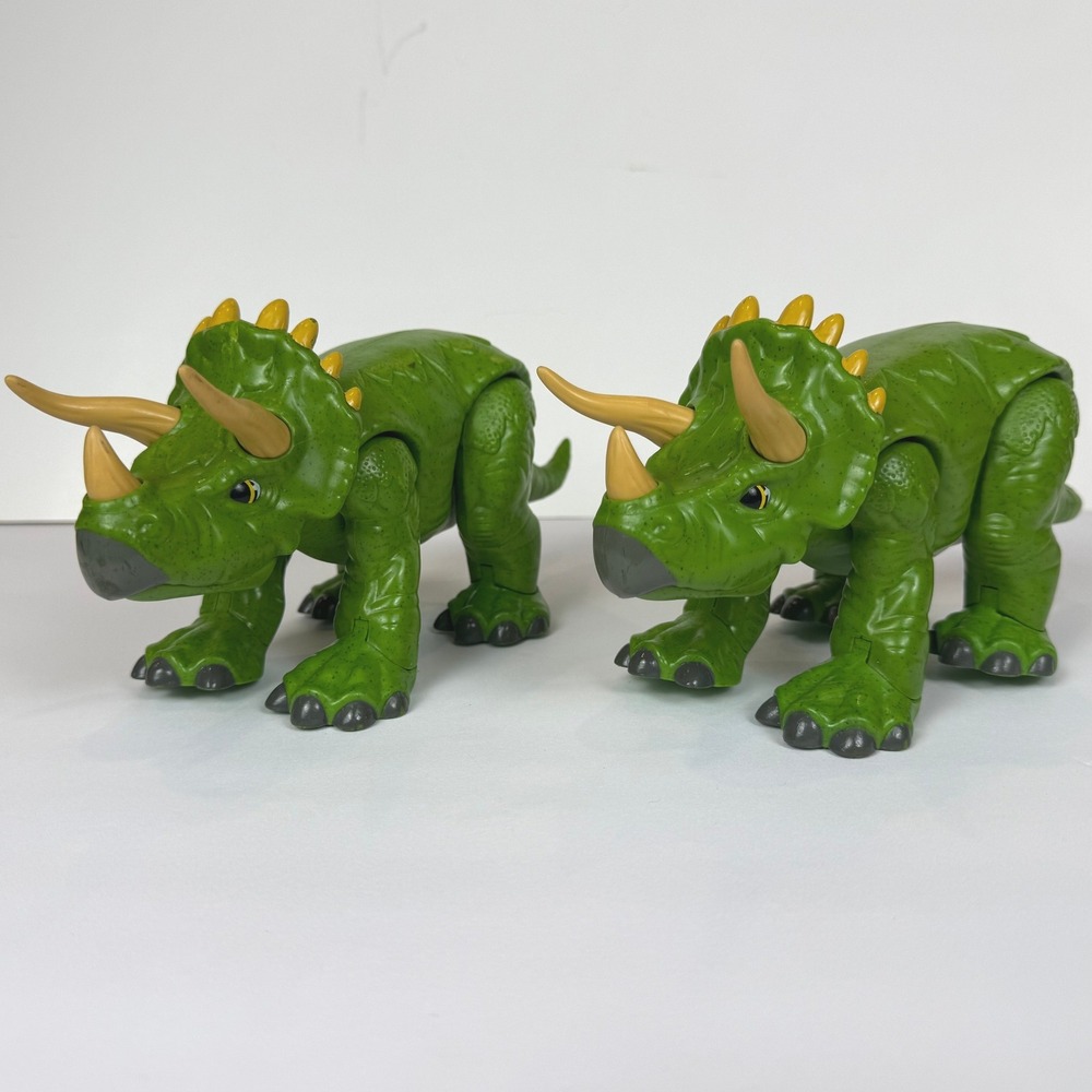 Set of 2 Imaginext‎ Triceratops Dinosaur Action Figures 9" Fisher Price 2011